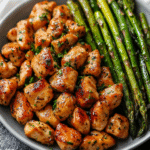 Garlic Butter Chicken Bites with Asparagus