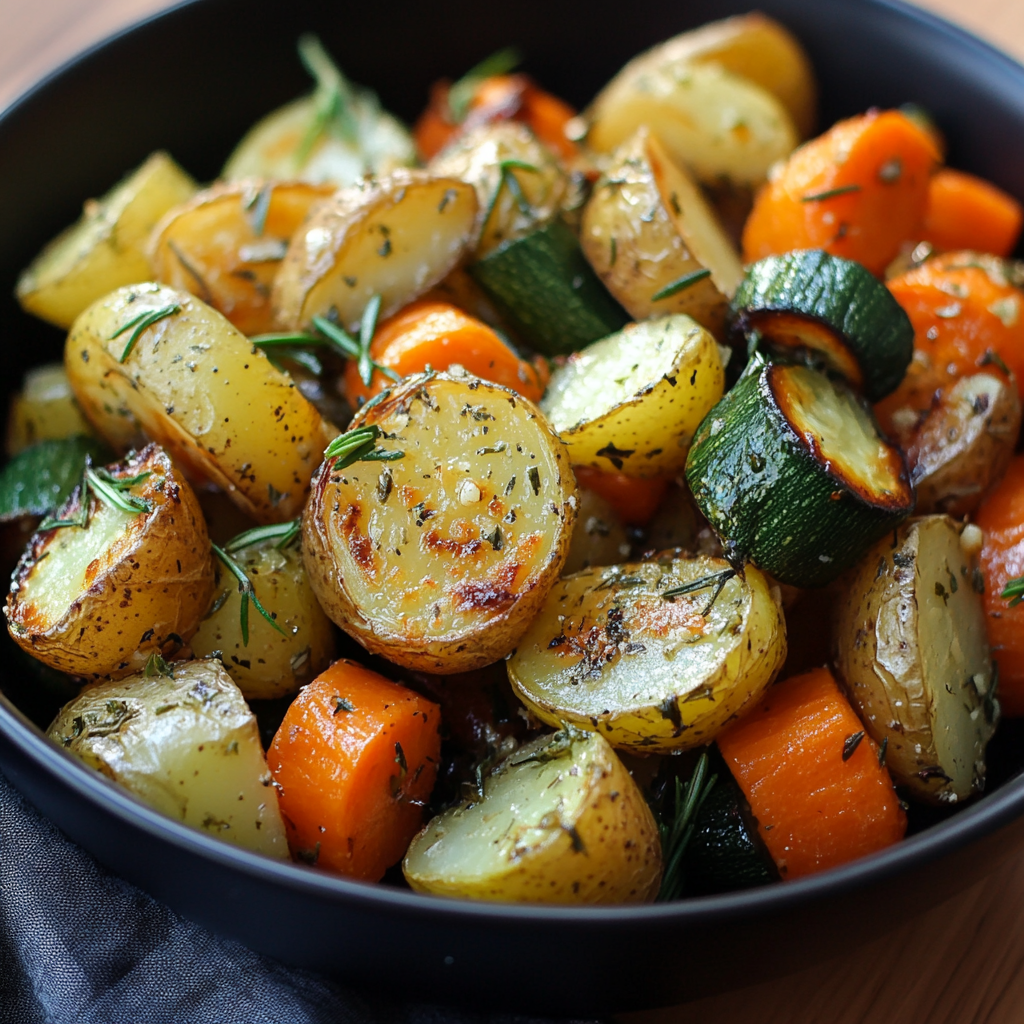 Garlic Herb Roasted Potatoes Carrots and Zucchini