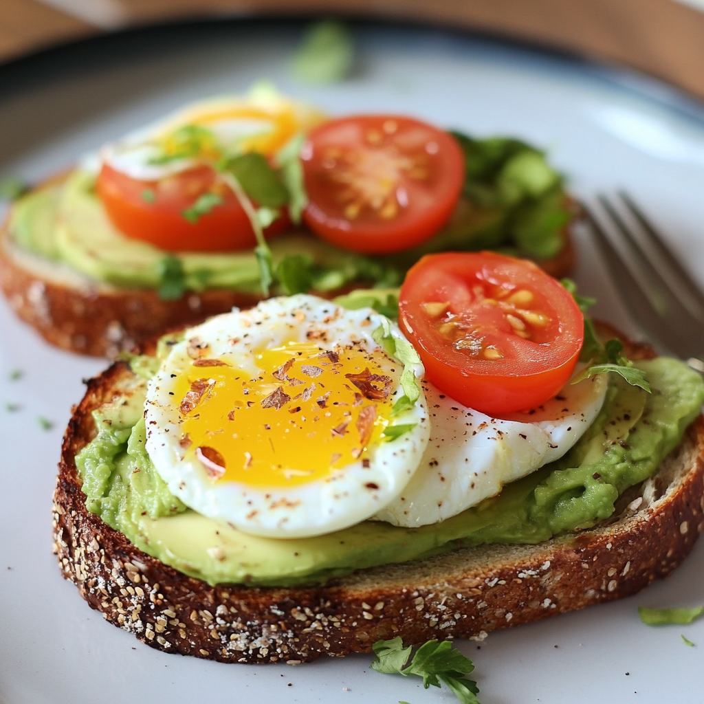 Avocado Toast with Egg and Tomato
