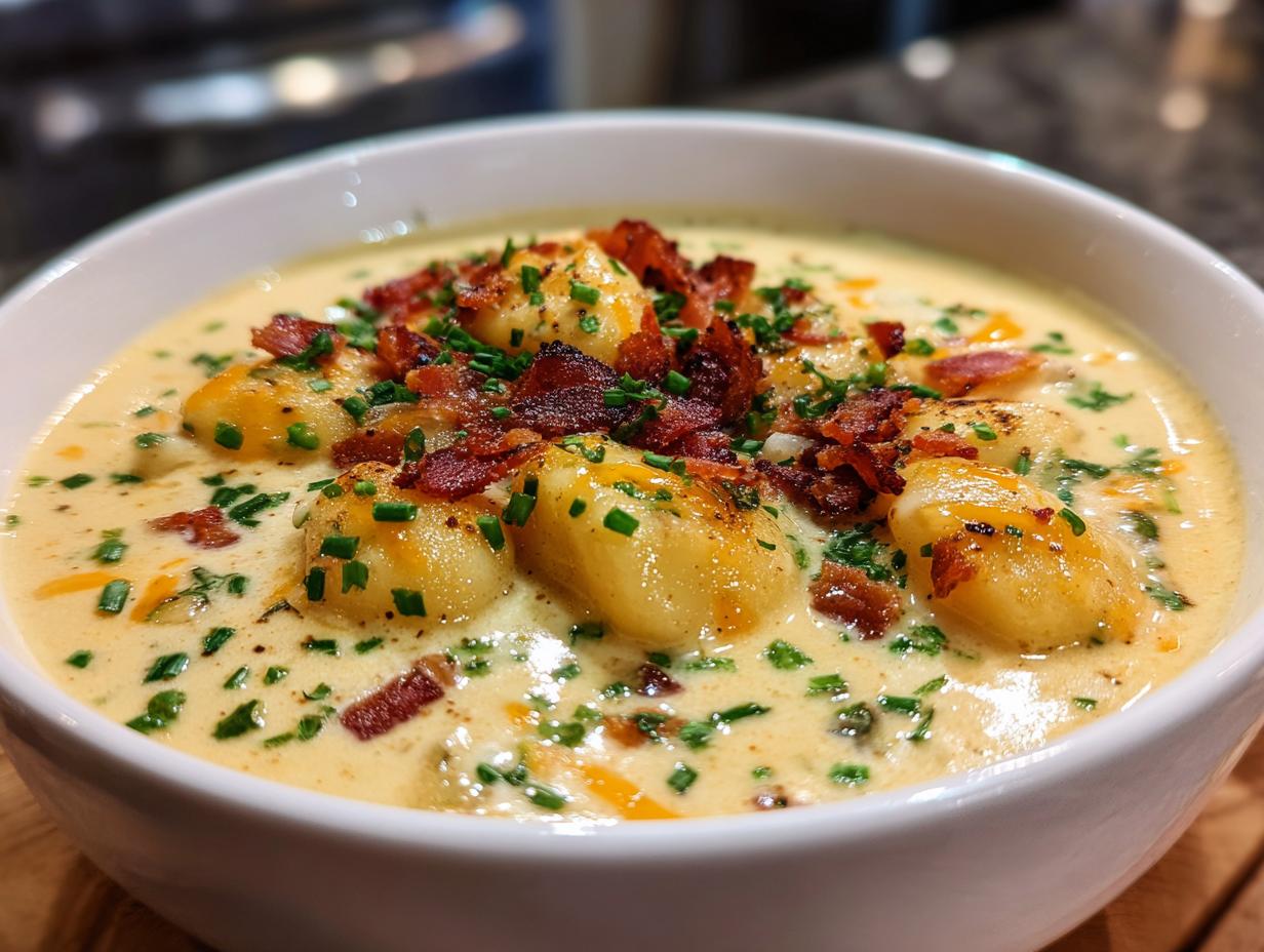 Amazing Bacon Cheddar Gnocchi Soup