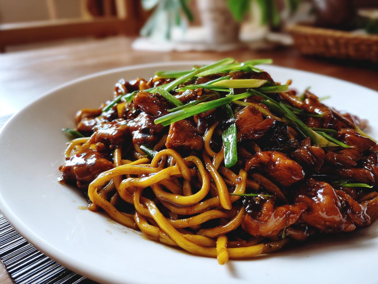 Amazing Sticky Garlic Chicken Noodles in 15 Mins
