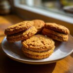 A plate of homemade Buckeye Graham Crackers with peanut butter and chocolate filling.