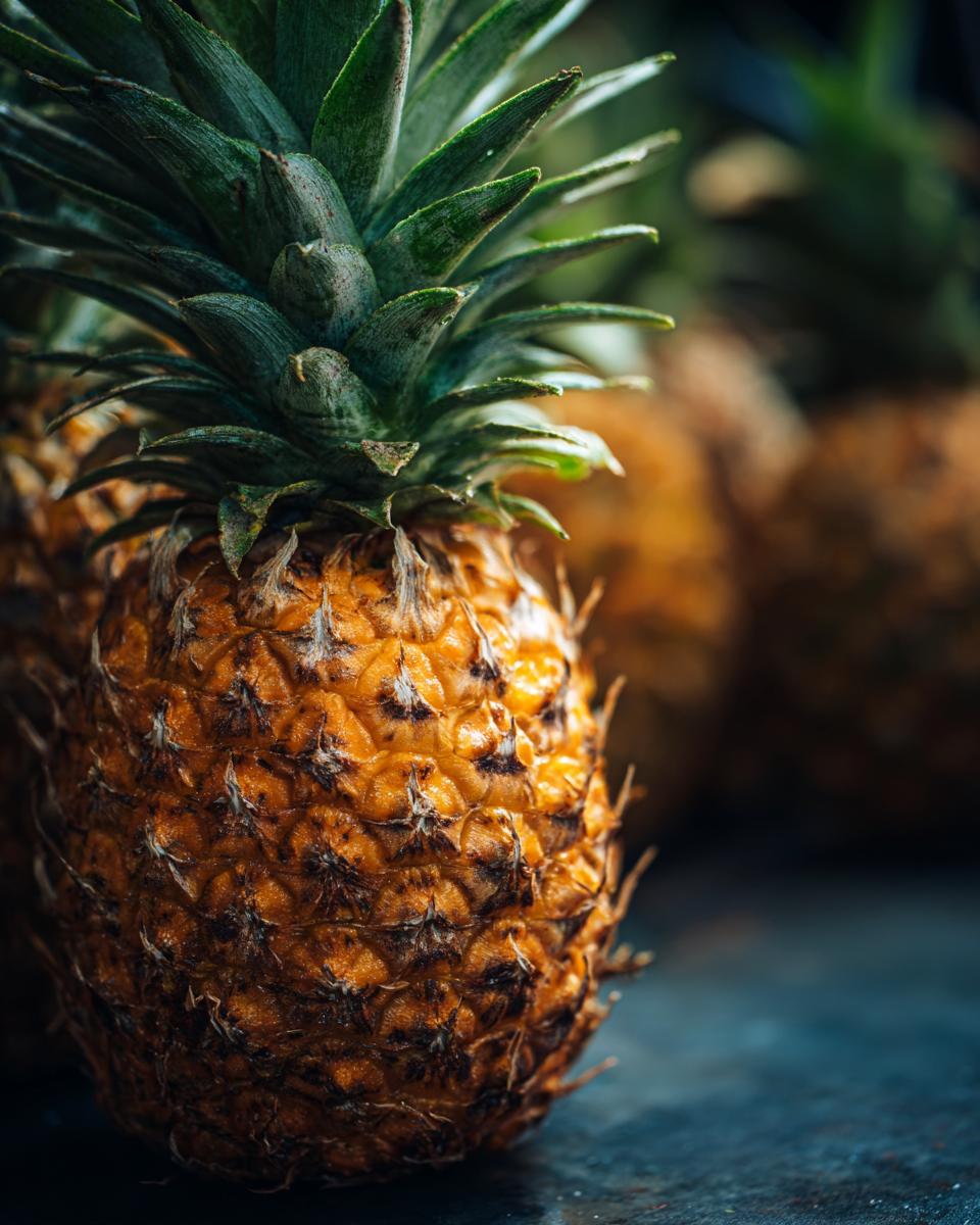 Close-up of fresh pineapple, an ingredient for Pineapple Cucumber Salad recipe.