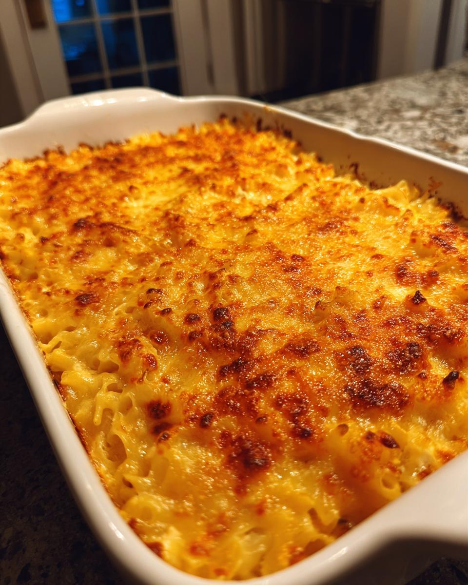 Baked Ina Garten's Chicken Casserole Recipe with a golden, bubbly top in a white baking dish.