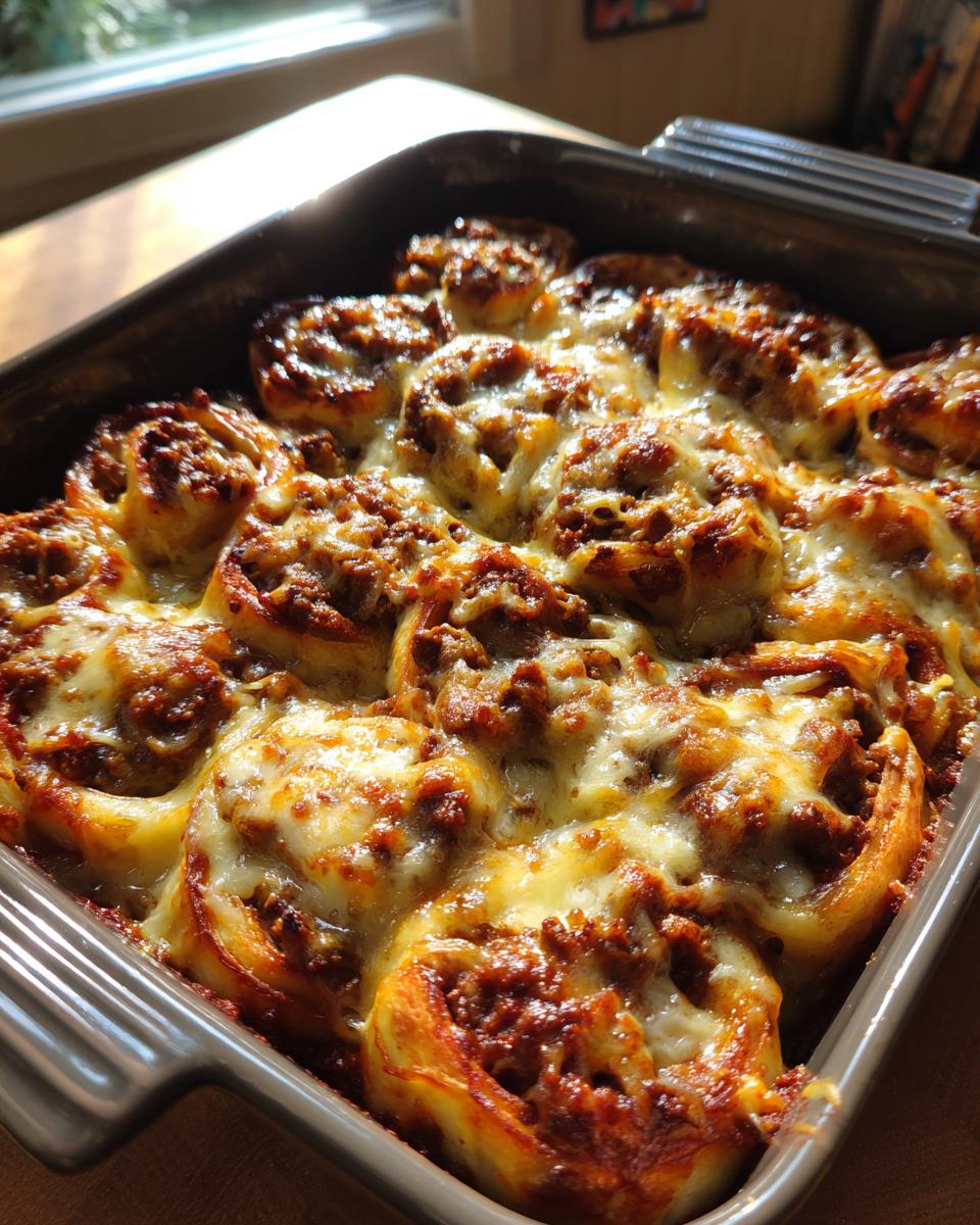 Close-up of baked Keto Philly Cheesesteak Rolls in a baking dish, topped with melted cheese.