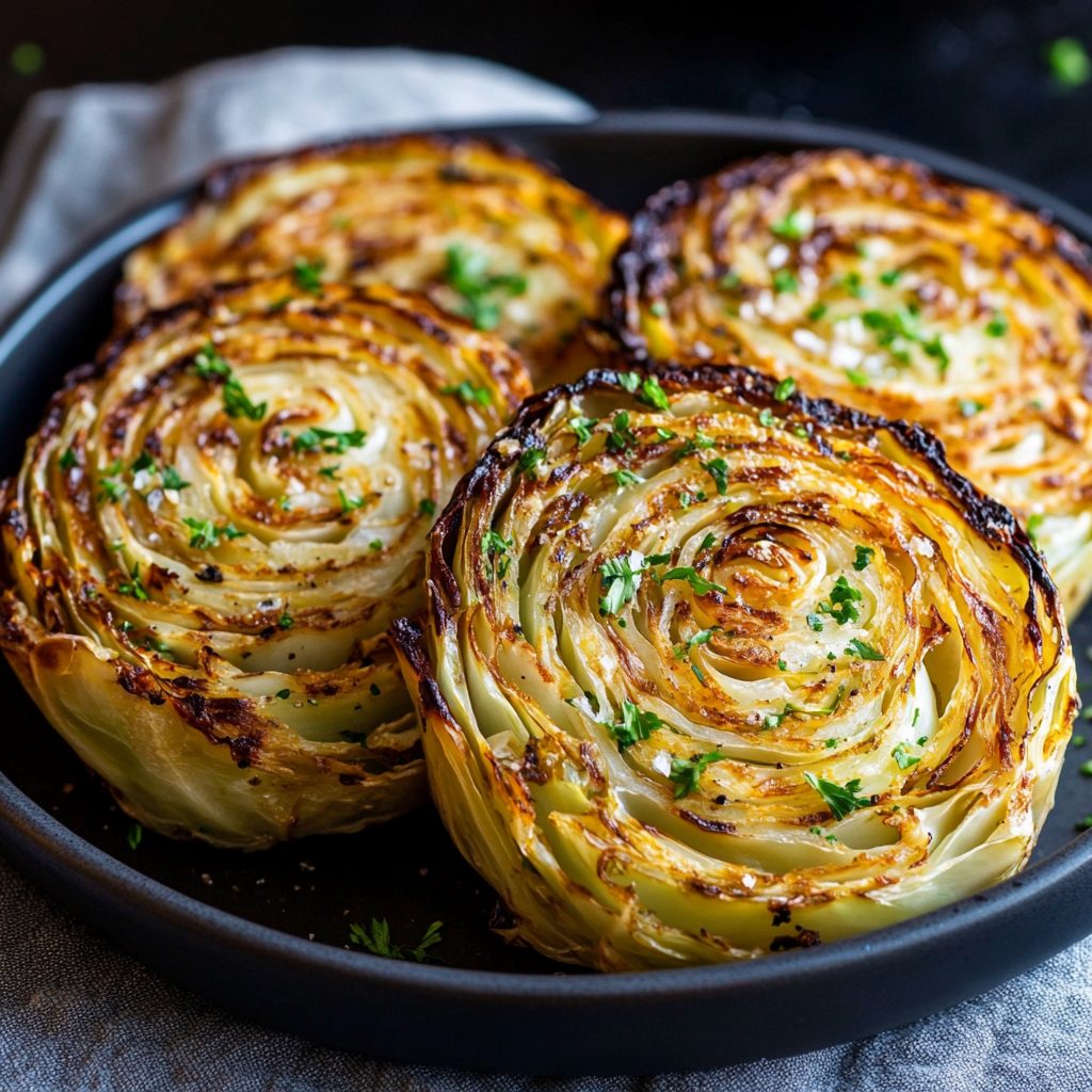 Roasted Garlic Cabbage Steaks