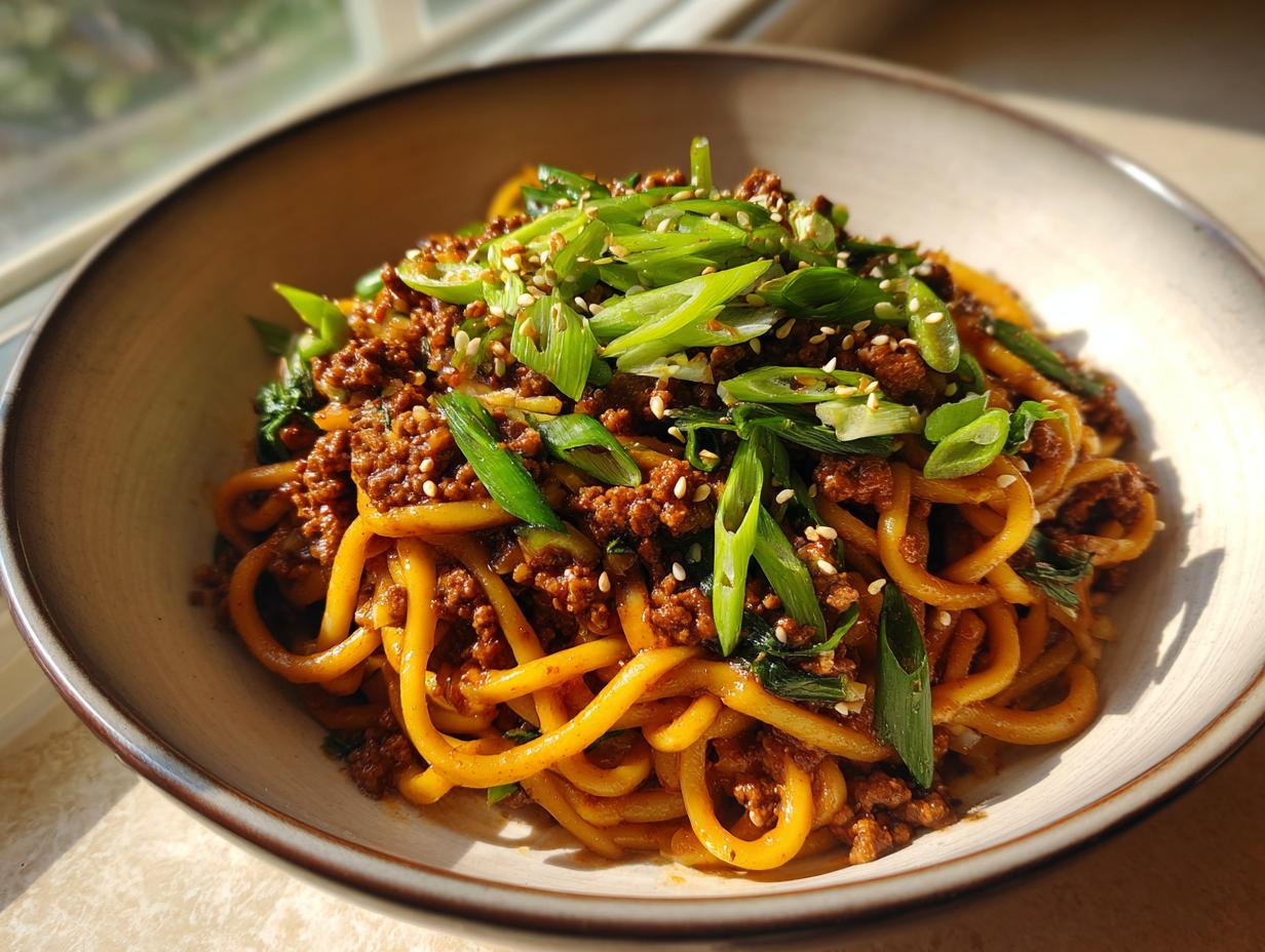 Amazing Mongolian Ground Beef Noodles in 30 Mins