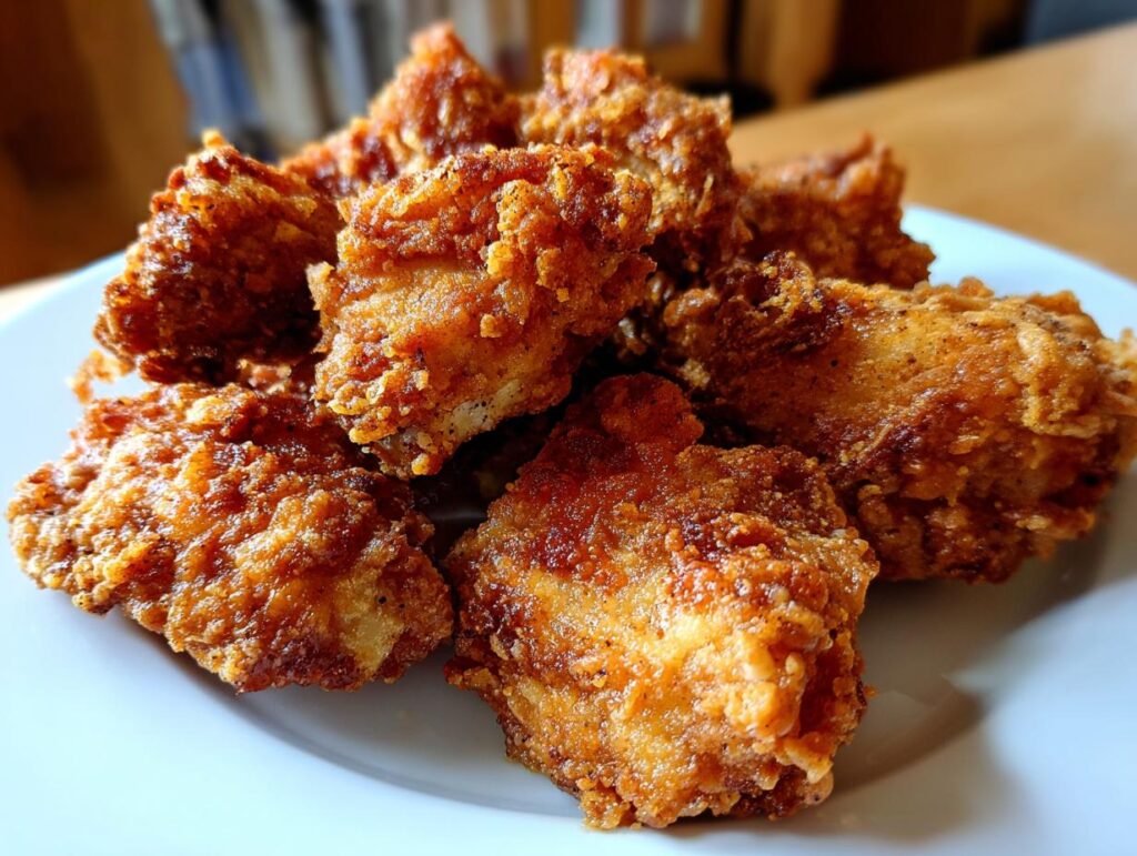 A plate of golden brown Ranch-Crusted Chicken Bites, perfect for a quick and tasty meal.