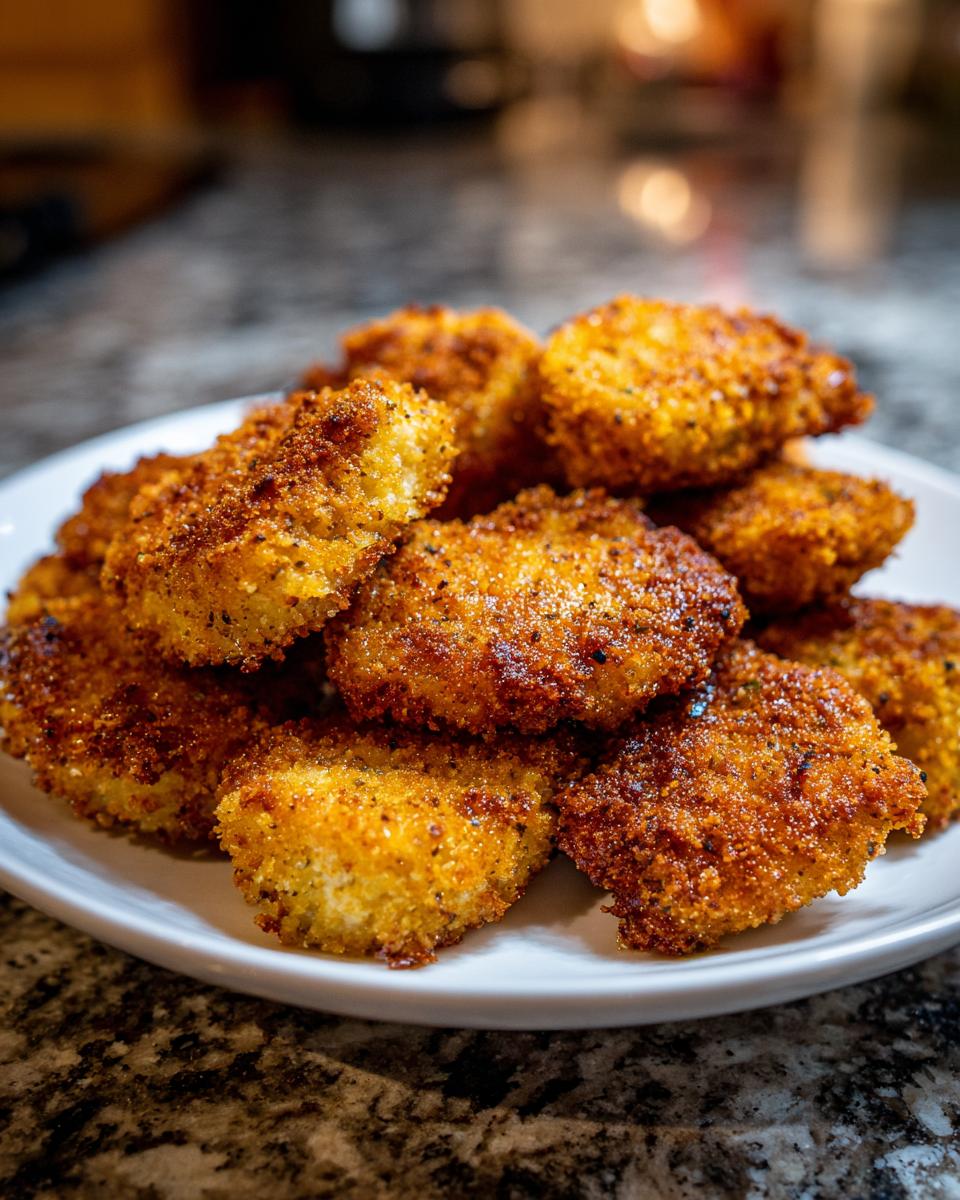 A plate piled high with golden-brown Ranch-Crusted Chicken Bites, ready to be enjoyed.
