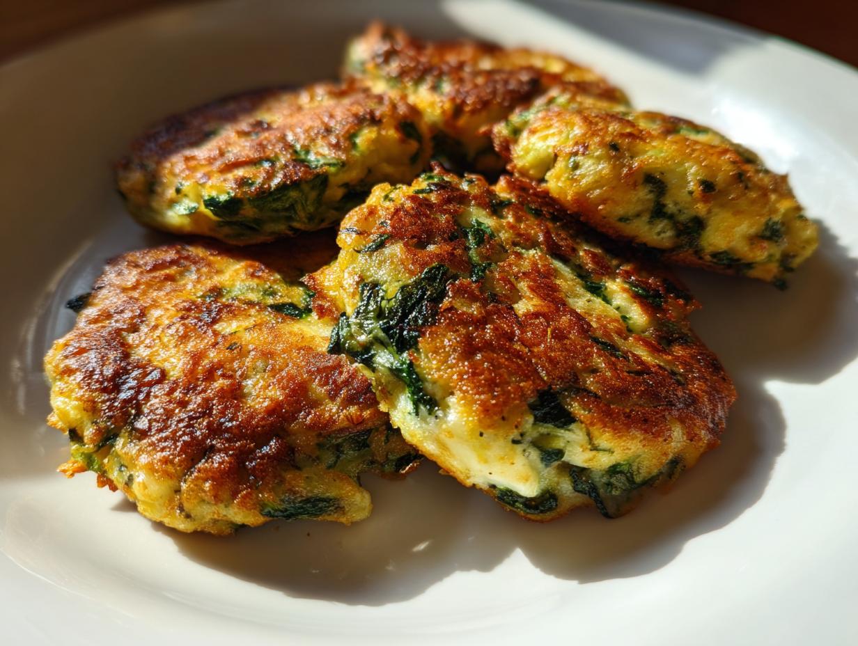 A plate of freshly cooked Spinach Cottage Cheese Flagels, golden brown and ready to eat.
