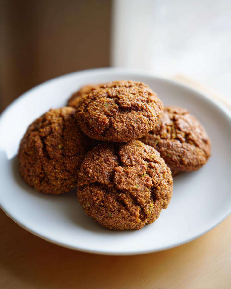 A plate of freshly baked Zucchini Cookies, showcasing their texture and color.
