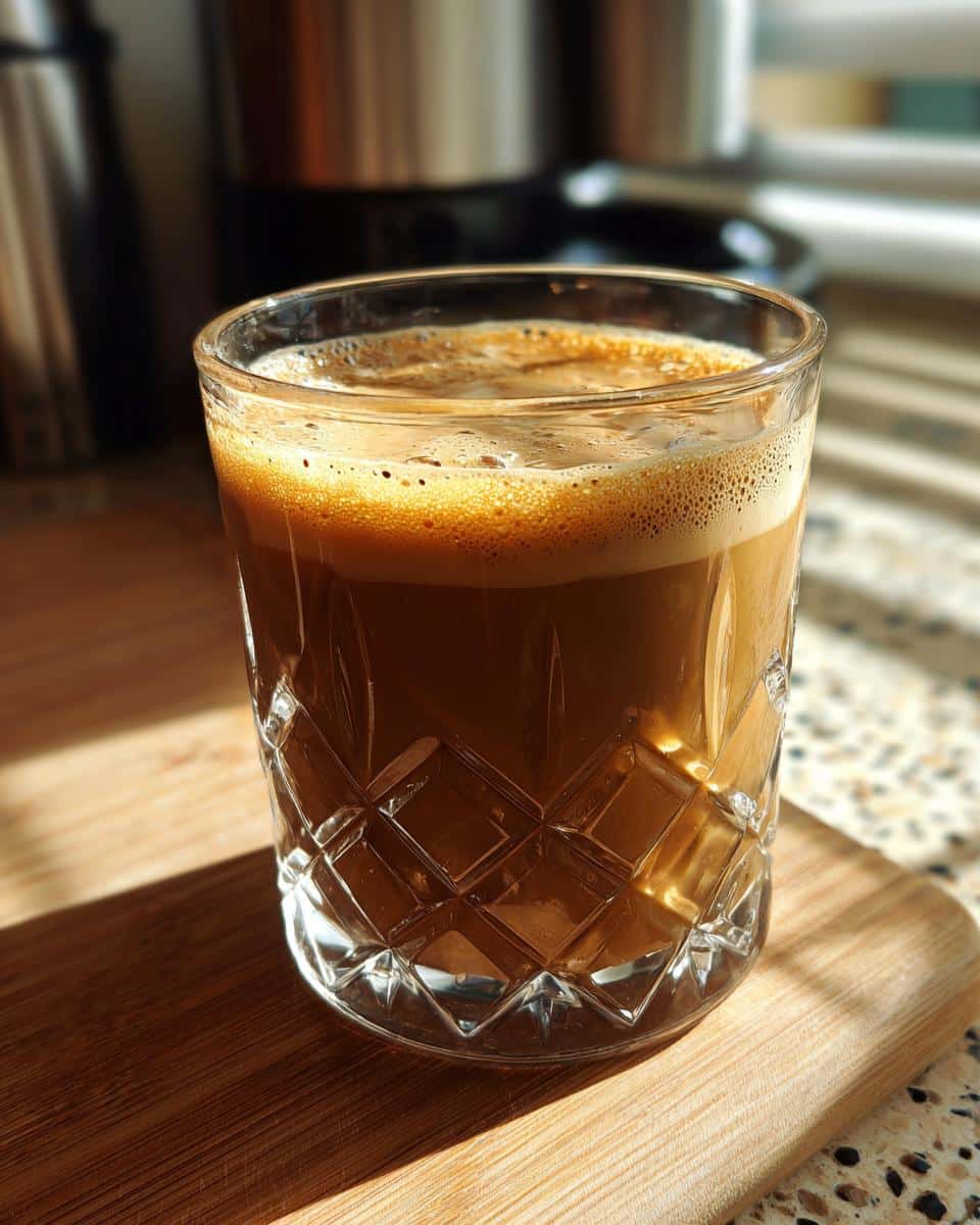 A glass filled with Creamy Baileys Irish Cream Copycat at Home, showing a frothy top and rich color.