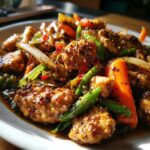 A plate of flavorful Low-Carb Chicken Stir Fry with colorful vegetables and a rich sauce.