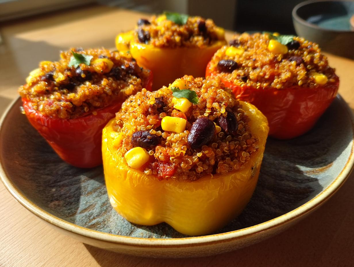 Amazing Quinoa Stuffed Bell Peppers: 4 servings