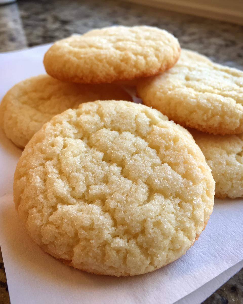 A stack of freshly baked Simple Sugar Cookies, showcasing their golden color and sugary texture.