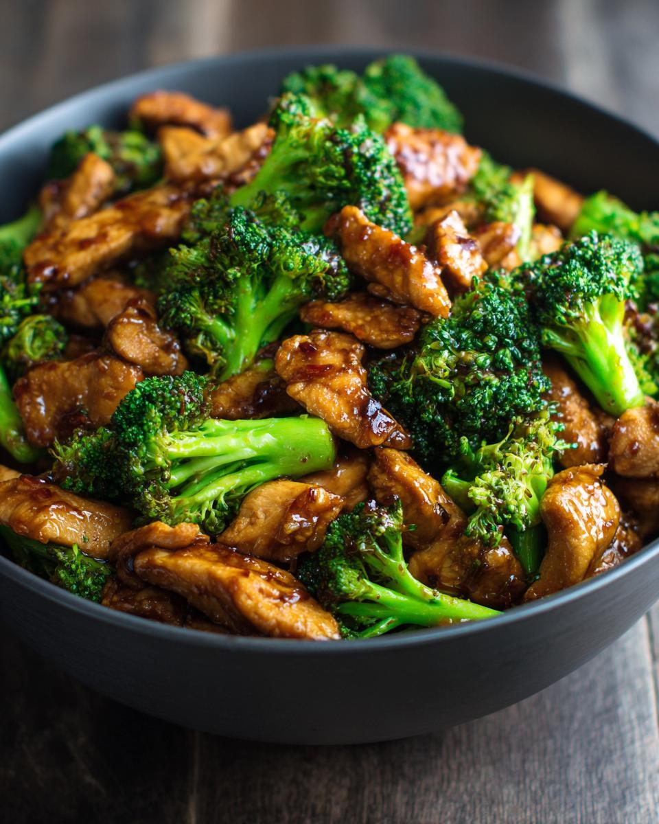 A bowl filled with delicious Teriyaki Chicken and Broccoli, ready to be served.