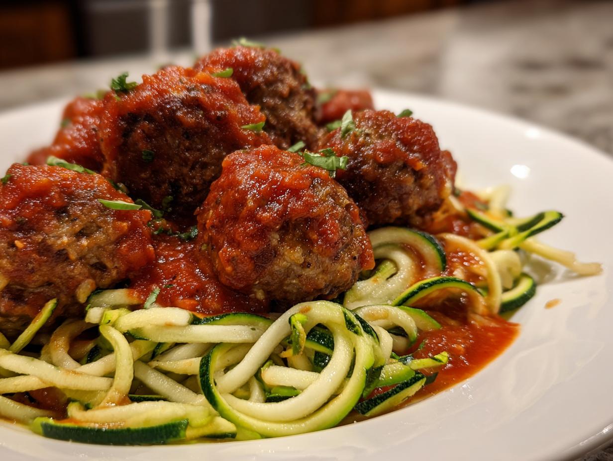 Amazing Turkey Meatballs with Zoodles in 35 Mins