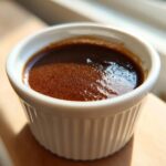 Close-up of a white ramekin filled with rich, dark Classic Au Jus, perfect for comfort food.