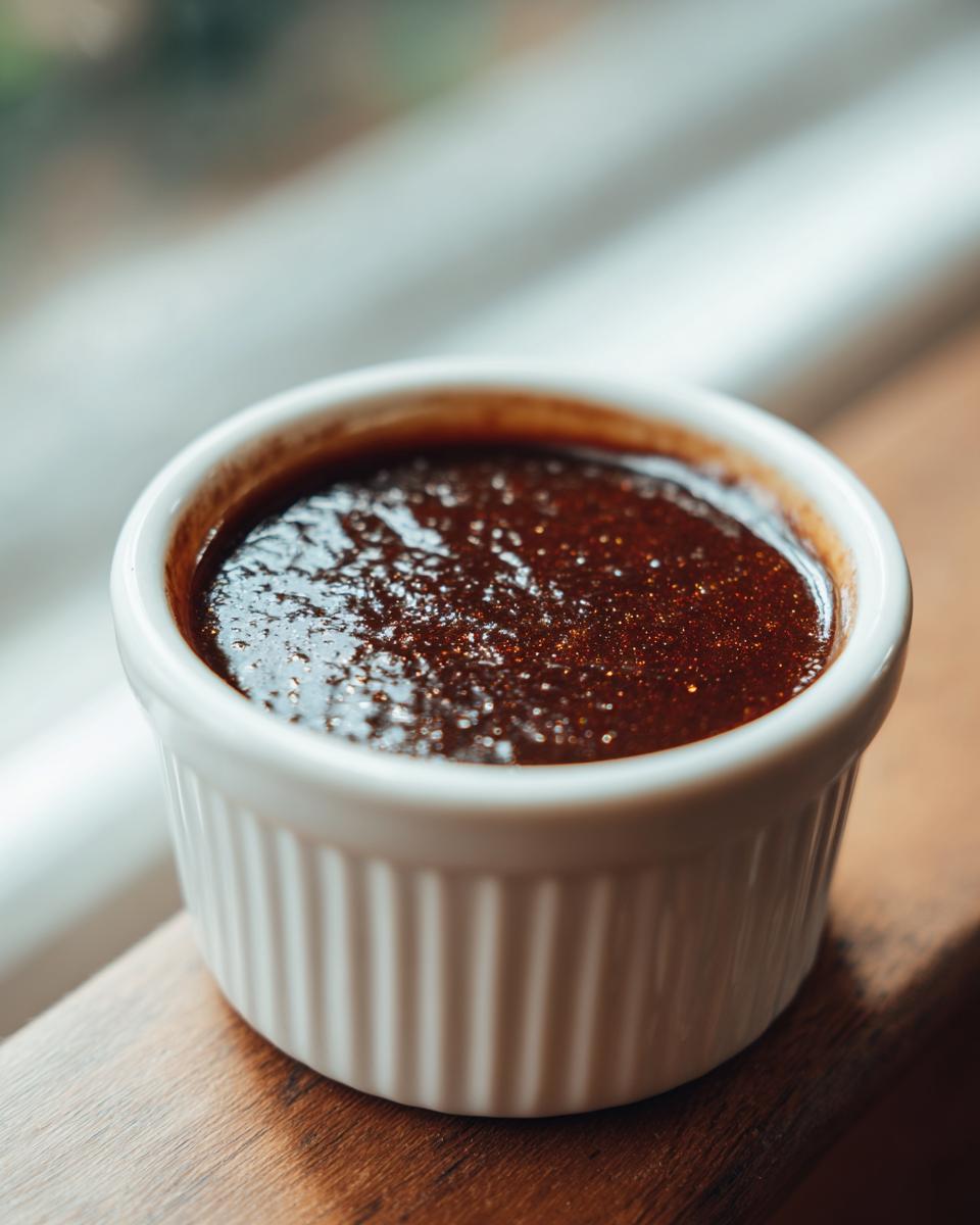 A small white ramekin filled with rich, dark Classic Au Jus, ready to serve.
