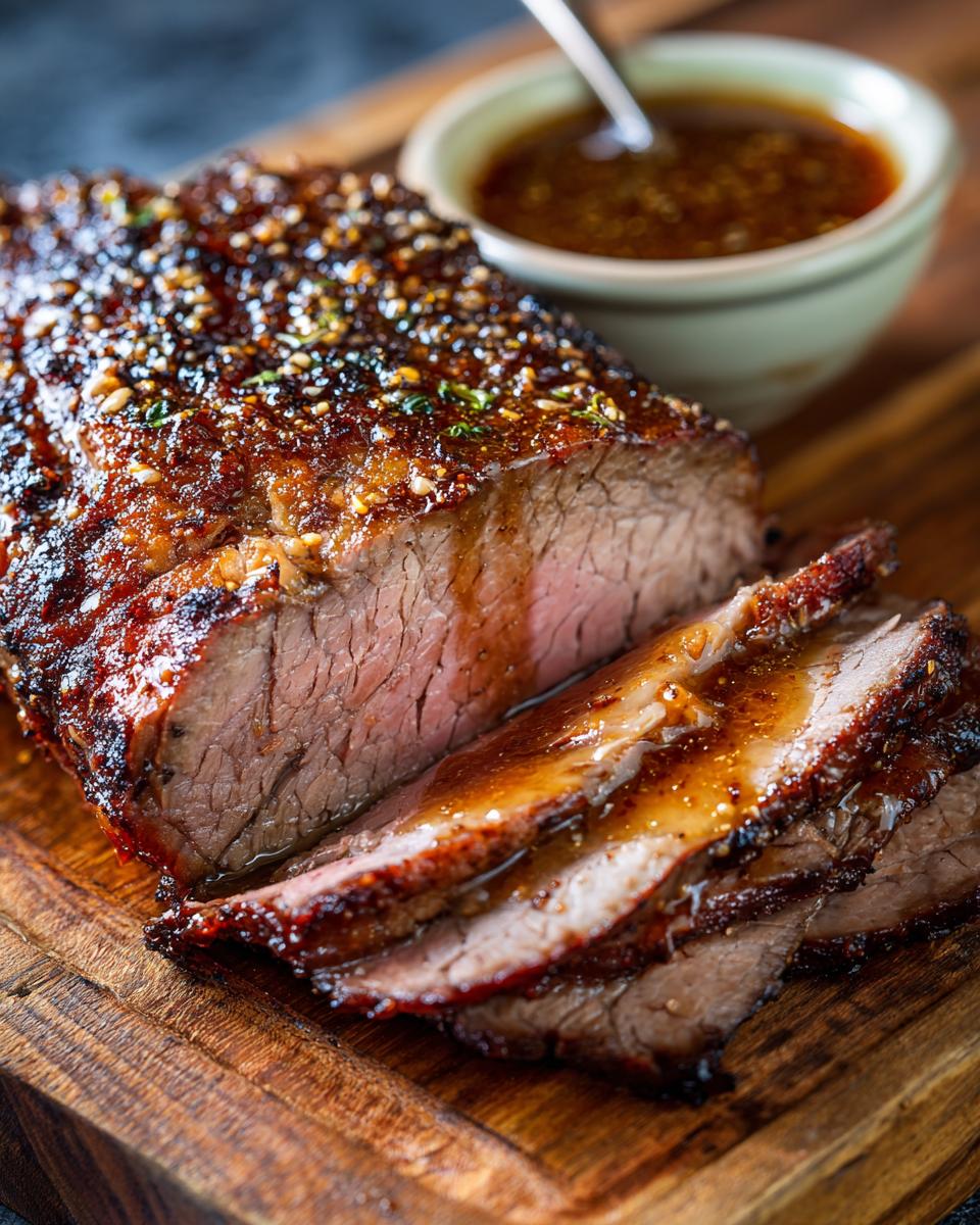 Slices of tender roast beef served with a rich au jus, perfect for an Easy Au Jus Recipe From Scratch.