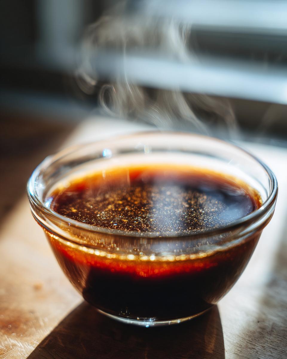 A steaming bowl of homemade au jus, part of the perfect au jus recipe.