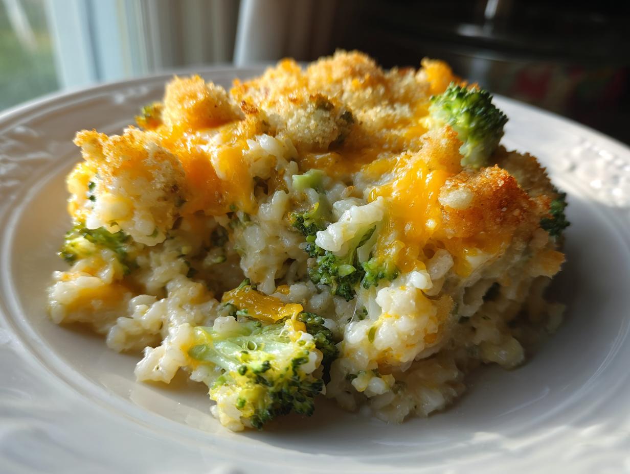 Cheesy Broccoli Rice Casserole - Featured