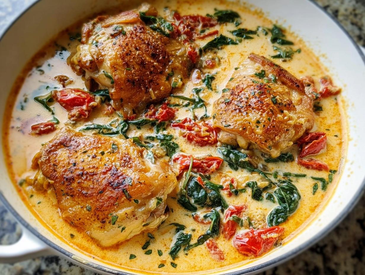 5 Star Creamy Tuscan Chicken Thighs