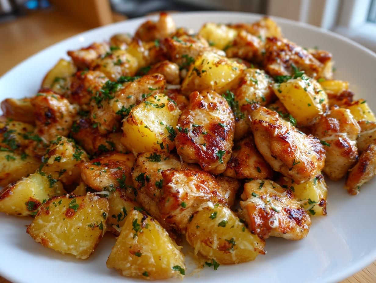 Amazing 1-Pan Garlic Parmesan Chicken and Potatoes