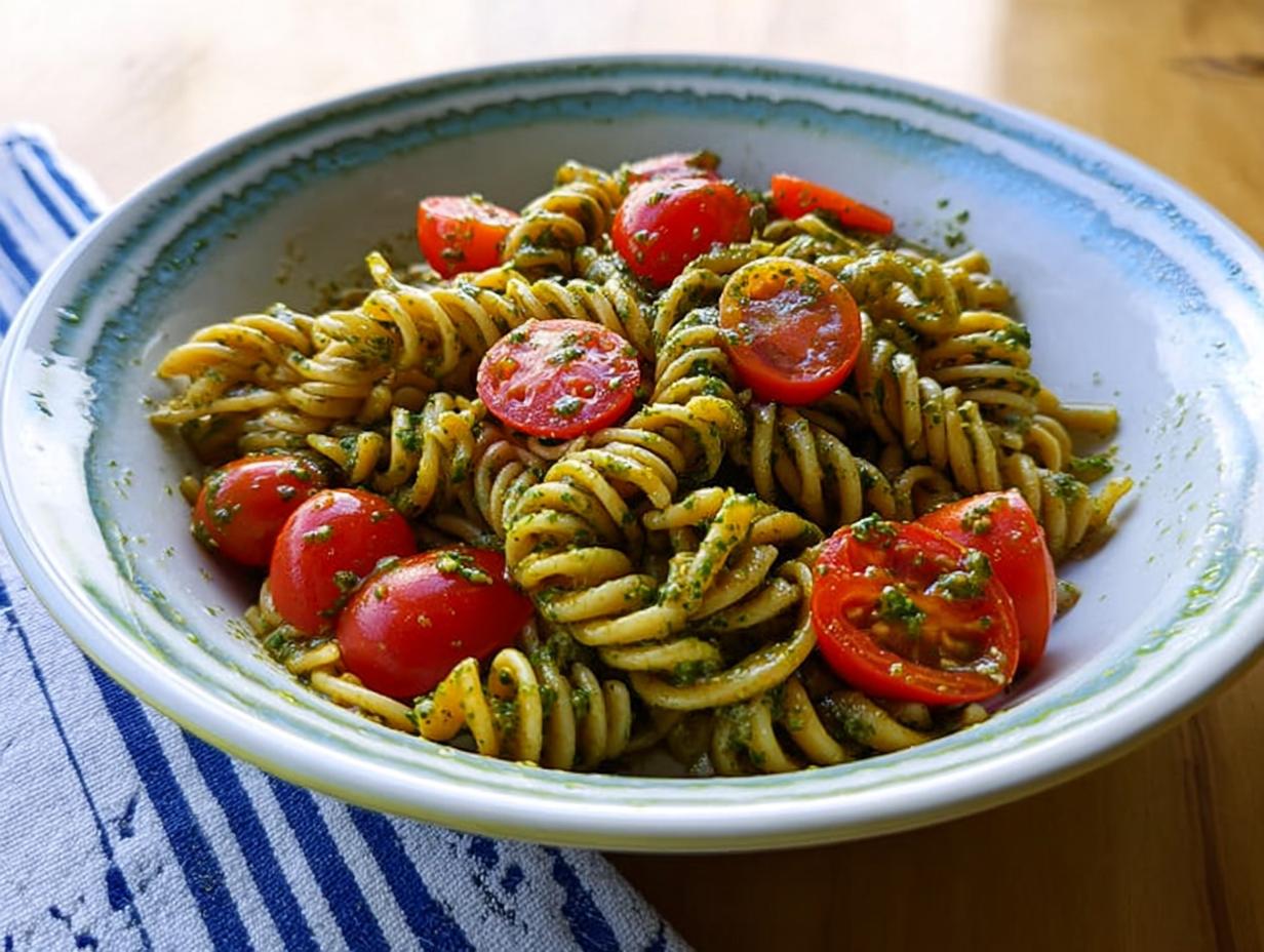 30 Minute Pesto Pasta with Cherry Tomatoes (Fresh) Joy