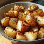 Close-up of golden brown Lipton Onion Potatoes, roasted to perfection and seasoned with herbs.