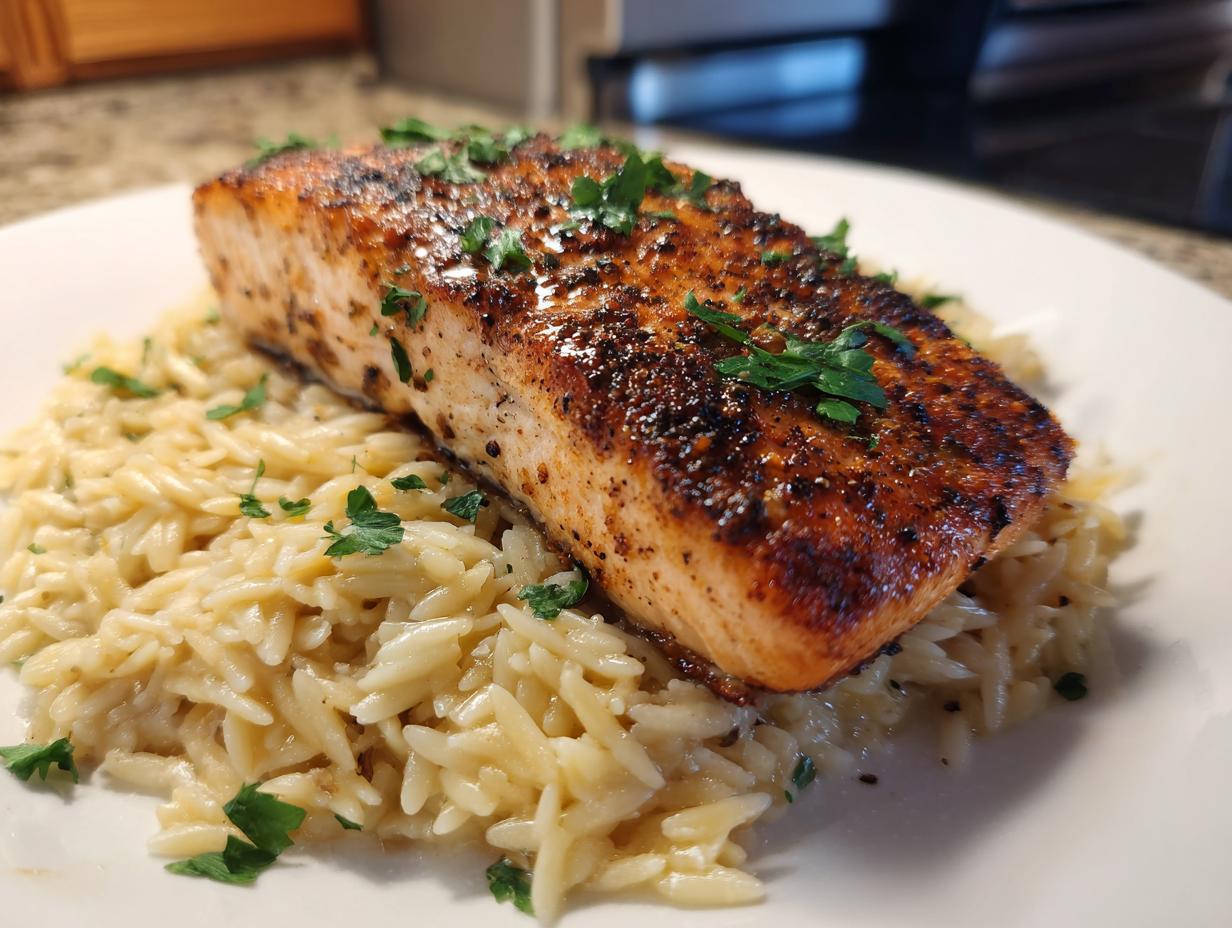 Seared Salmon with Lemon Orzo: 1 amazing recipe