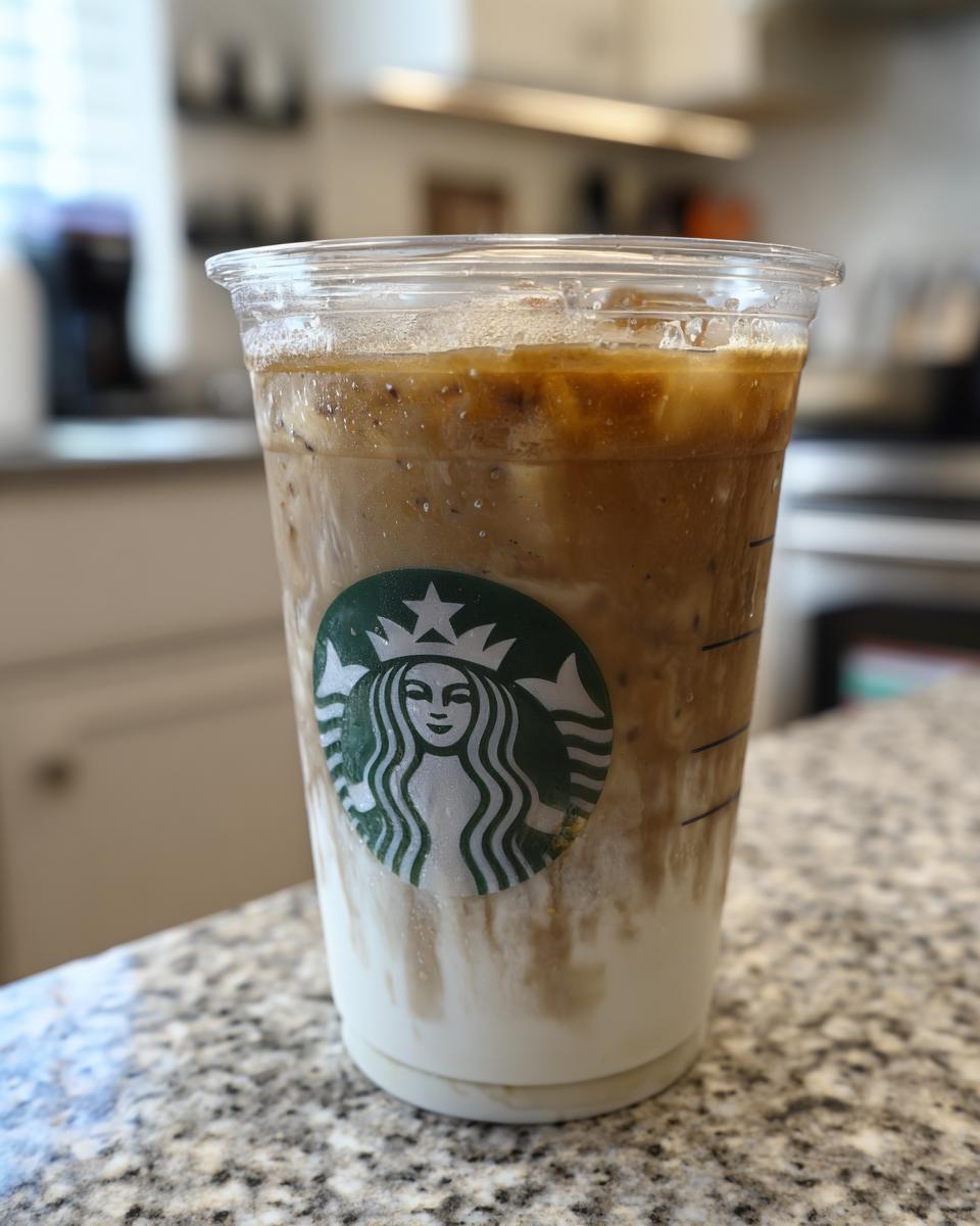A refreshing iced coffee from Starbucks, perfect for dorm life on a budget.