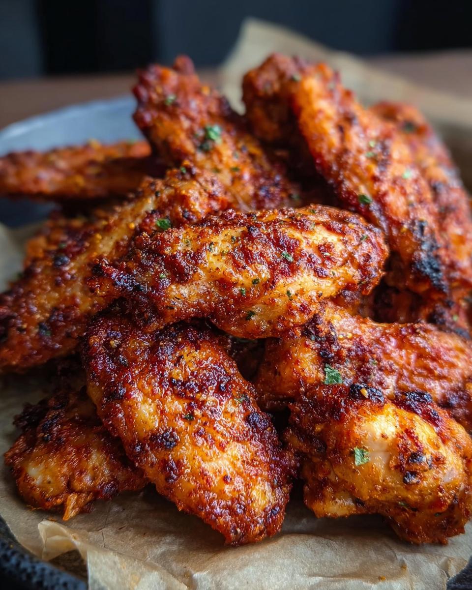 Close-up of a pile of delicious Dry Rub Wings with Bold Spices, perfectly seasoned and cooked.