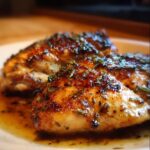 Close-up of juicy butterfly chicken breasts with a quick marinade, seasoned with herbs.