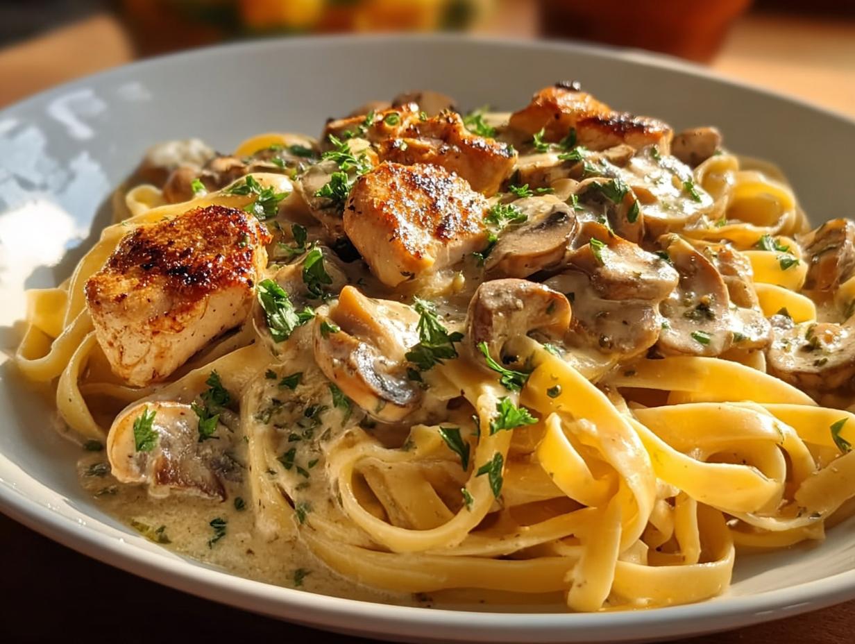 Amazing Chicken Mushroom Pasta with Creamy Herbs
