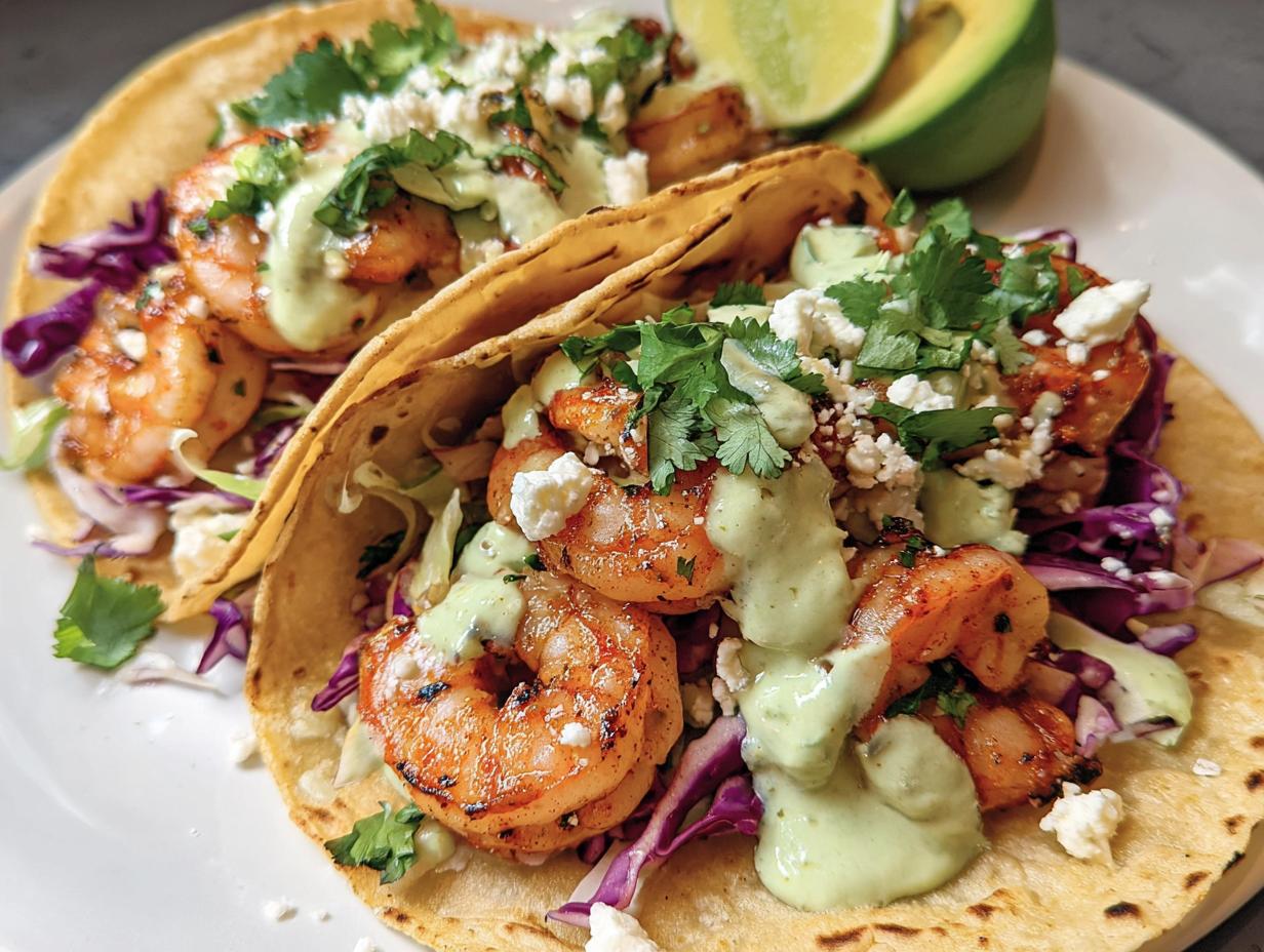 Amazing Shrimp Tacos with Creamy Lime Sauce