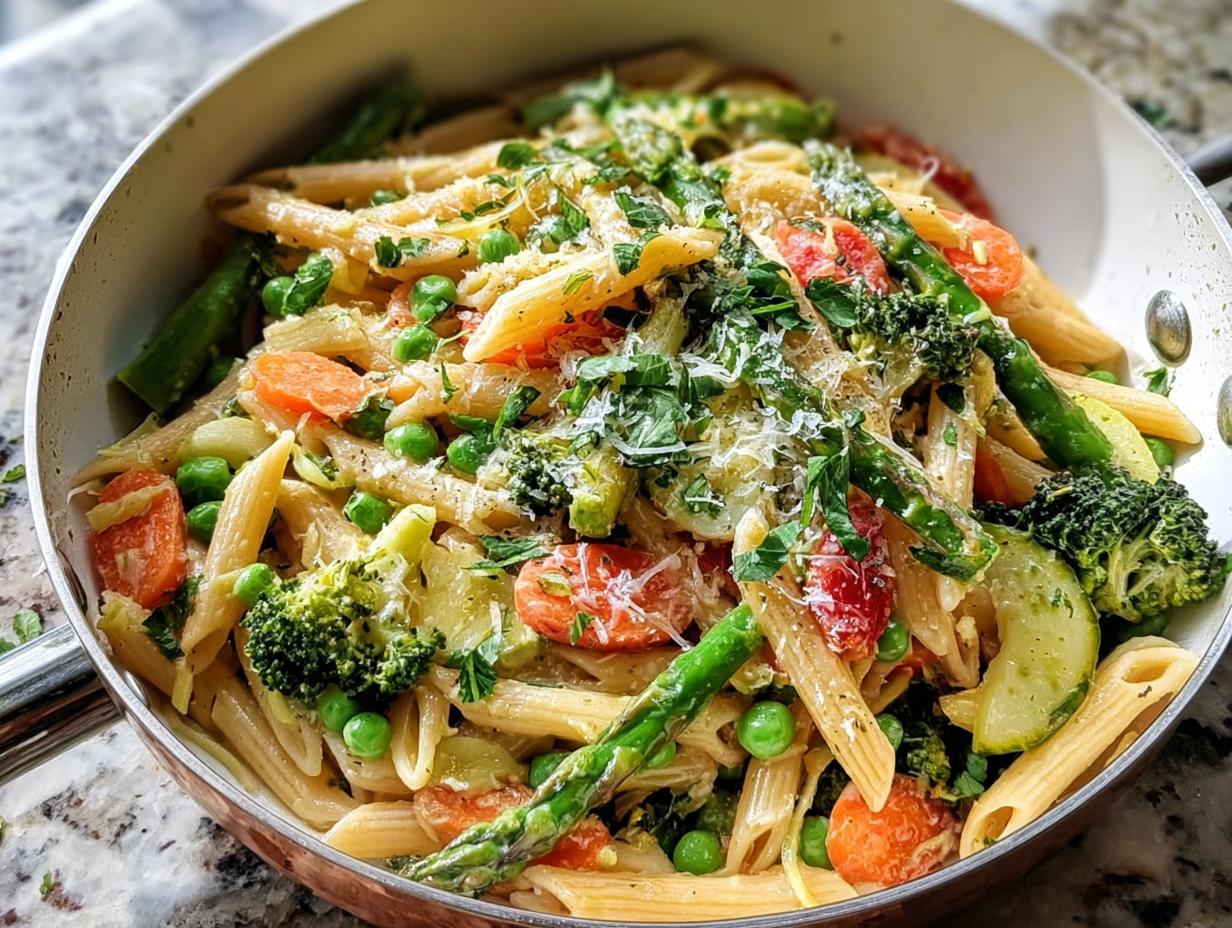 Amazing Simple Pasta Primavera with 7 Veggies
