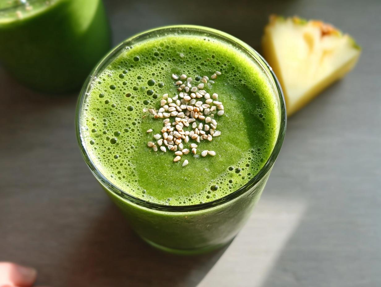 Amazing Green Smoothie with Spinach and Pineapple
