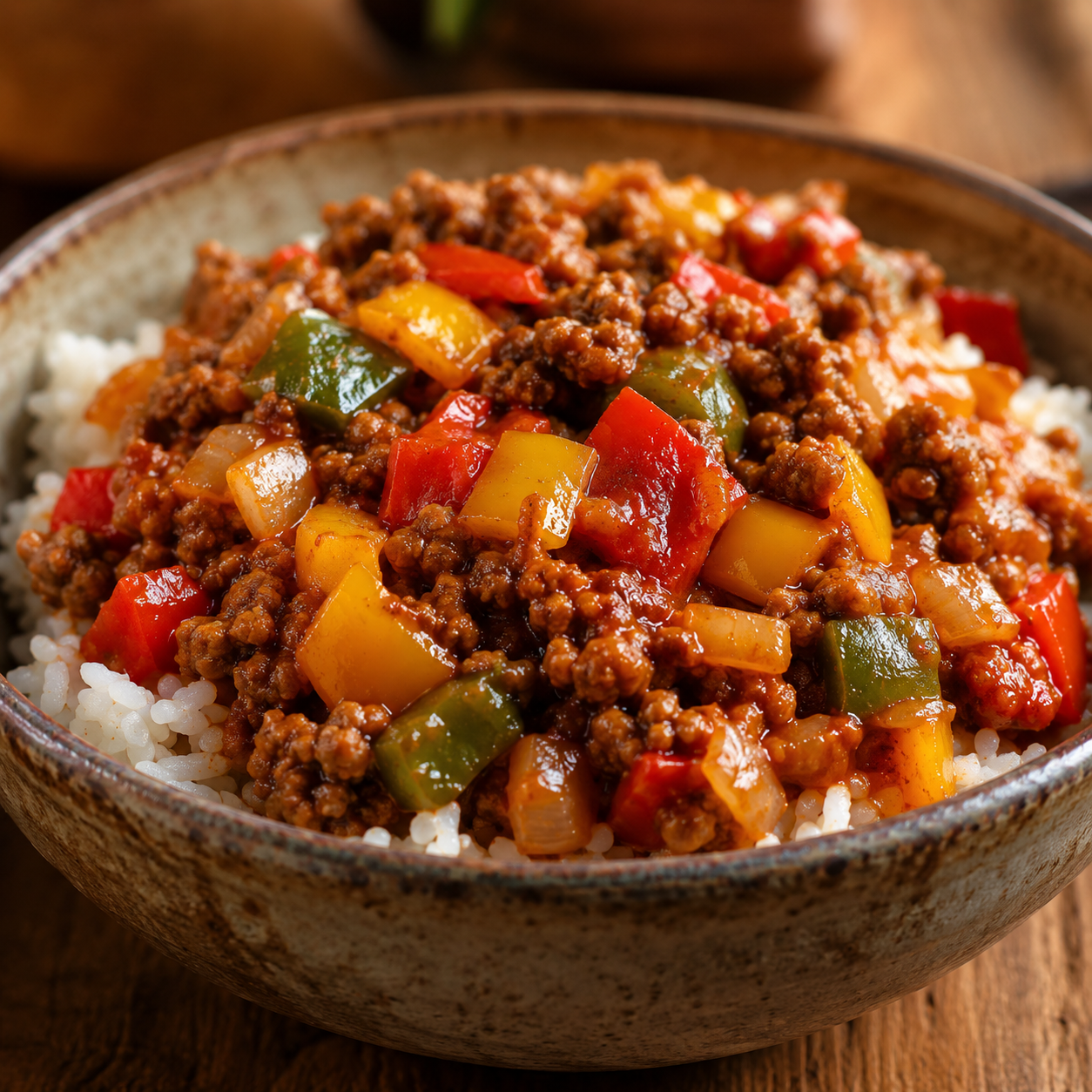Reis-Hackfleisch-Pfanne mit Paprika โ in nur 15 Minuten auf dem Tisch