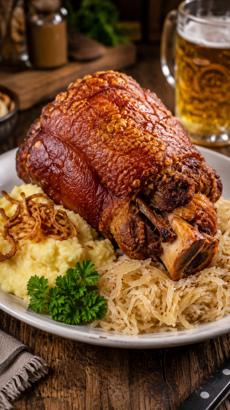 Knusprige Schweinshaxe aus dem Ofen – außen krachend, innen butterzart