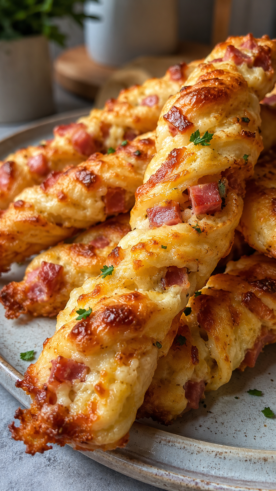 Cottage Cheese Smoked Gouda Ham Twists