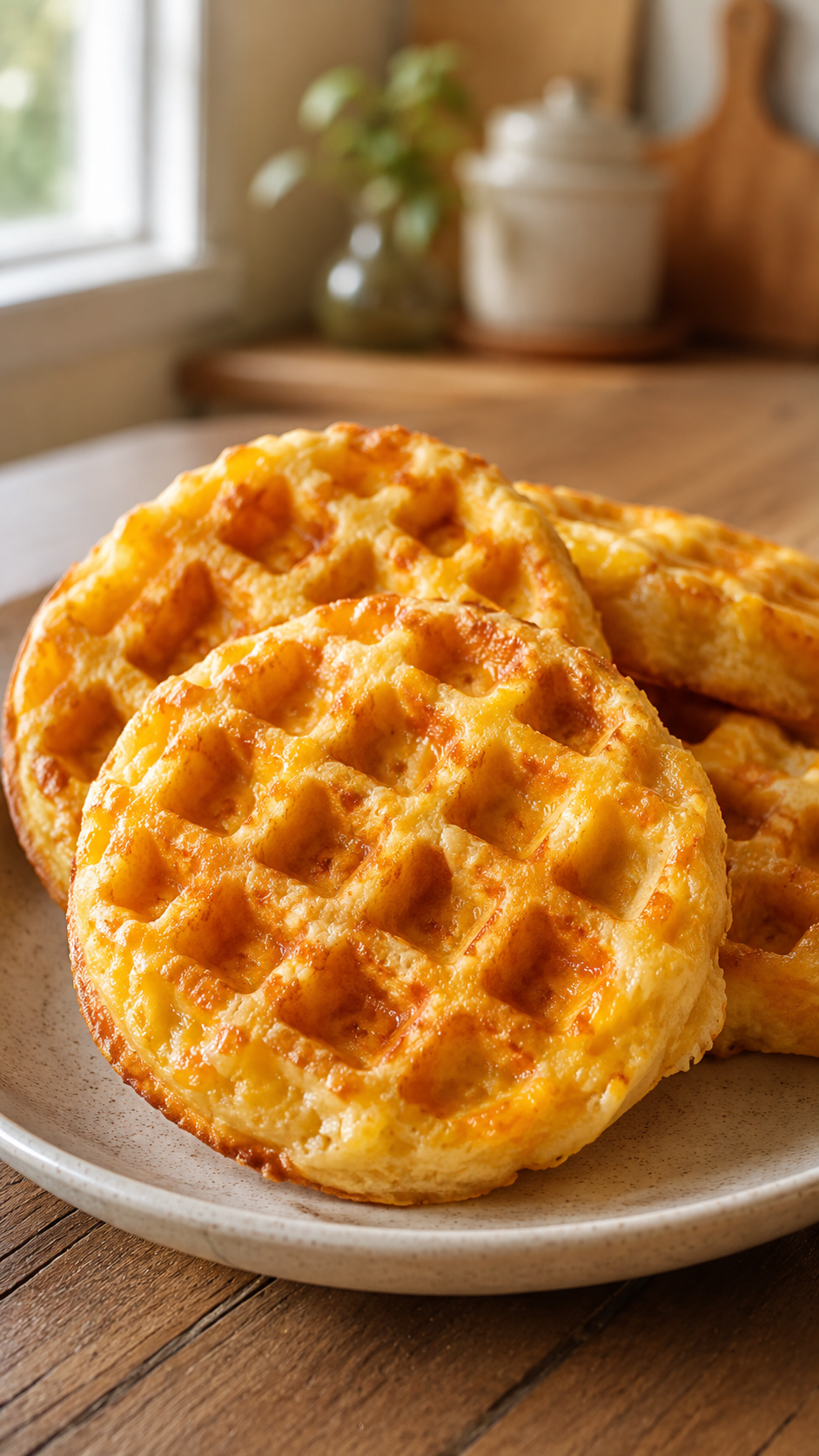2-Ingredient Cottage Cheese Cheddar Biscuit Waffles