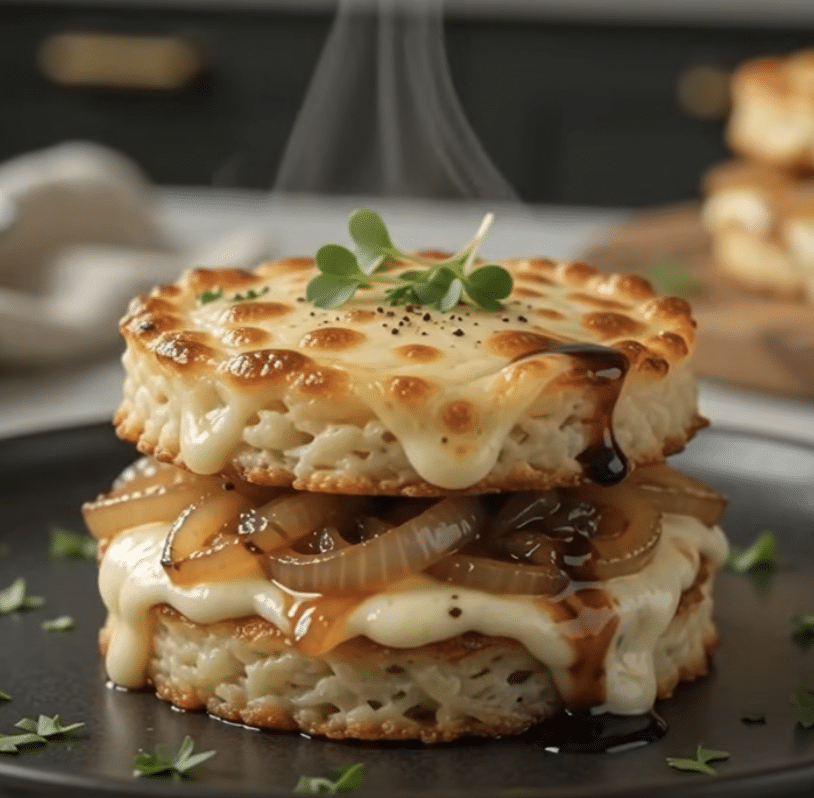 French Onion Cottage Cheese Melt Towers