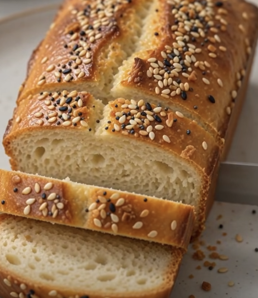 2-Ingredient Cottage Cheese Everything Bagel Loaf Slices