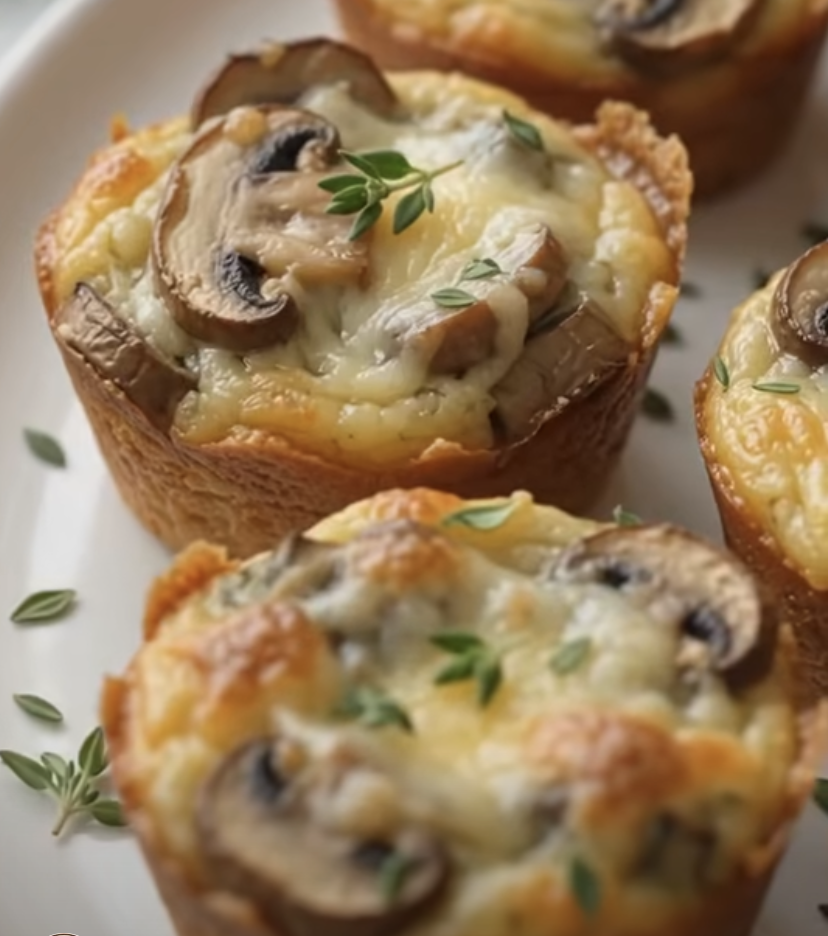 Mushroom Swiss Muffin Tin Bites