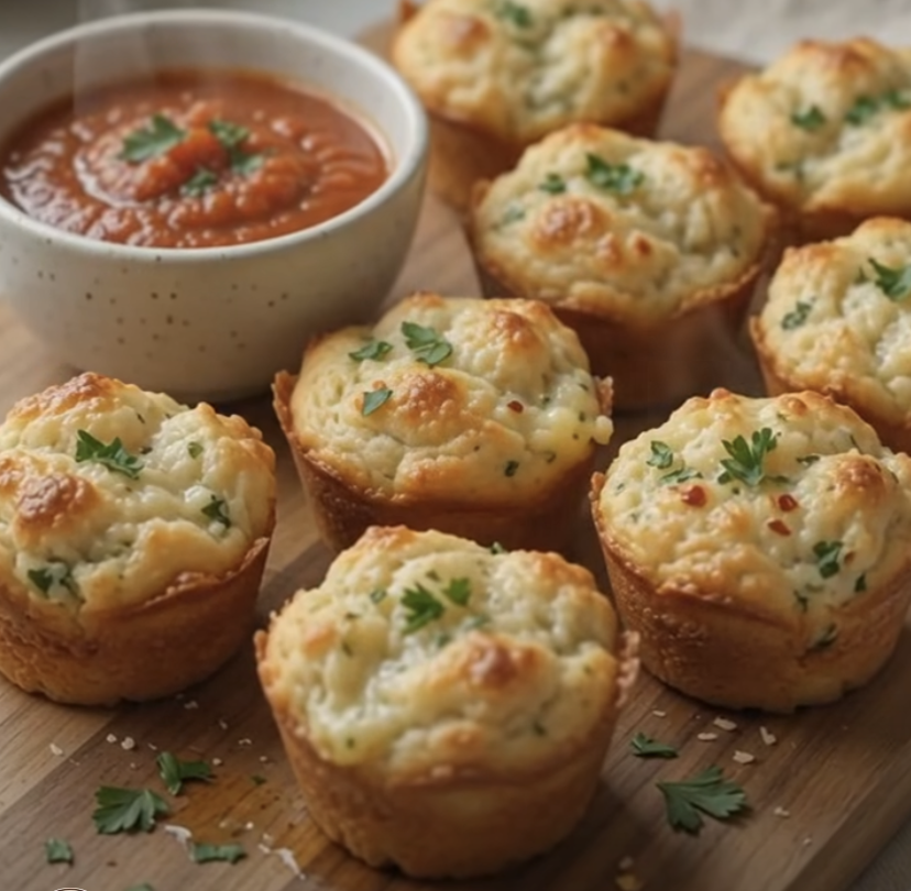 Cottage Cheese Garlic Bread Muffin Bites