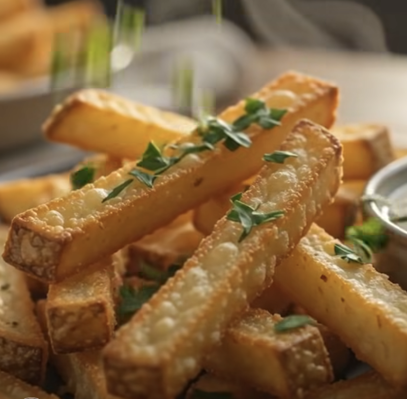 Golden Cottage Cheese Mac & Cheese Fries