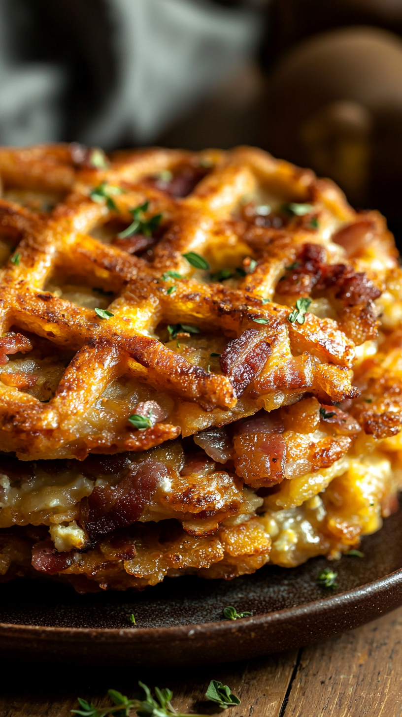Golden Cottage Cheese Bacon Hash Lattice