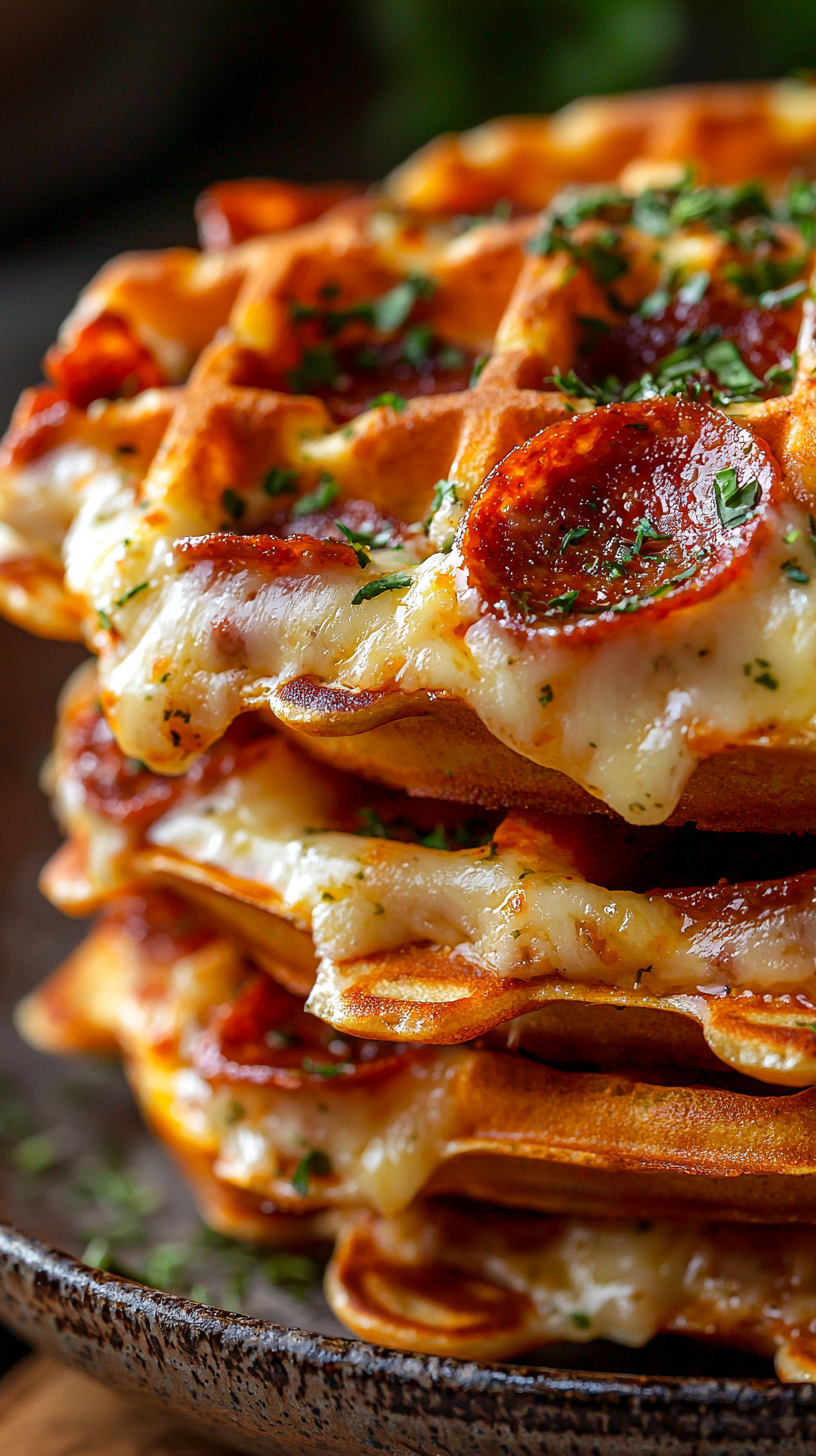Cottage Cheese Pepperoni Pizza Waffle Grid